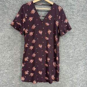 Maurices Mini Dress Women S Small Purple Floral Short V-Neck Short Sleeve Casual